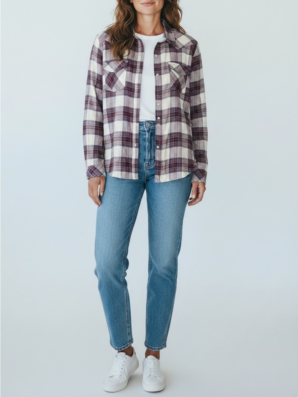 Wrangler Womens XXL Plaid Western Pearl Snap Shirt Burgundy NWT